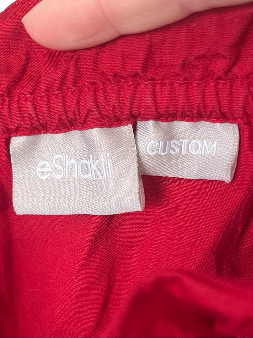 Eshakti Red Wrap Blouse Cotton Ruffle Short Sleeve Polished Old Money Feminine - Picture 6 of 9